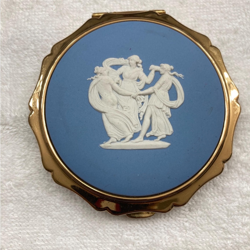Gold and Blue Stratton Vintage Compact Mirror